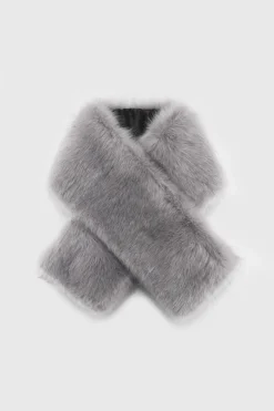 BABEYOND Shawls & Scarves|66.9 Faux Fur Collar Wrap Gray