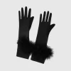 BABEYOND Evening Gloves|16.9 Pageant Feather Satin Gloves Black
