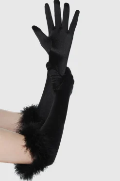BABEYOND Evening Gloves|16.9 Pageant Feather Satin Gloves Black