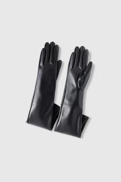 BABEYOND Evening Gloves|18.9 Stretchy Leather Opera Gloves Black
