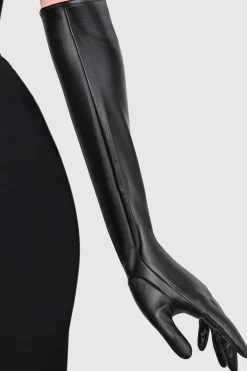 BABEYOND Evening Gloves|18.9 Stretchy Leather Opera Gloves Black