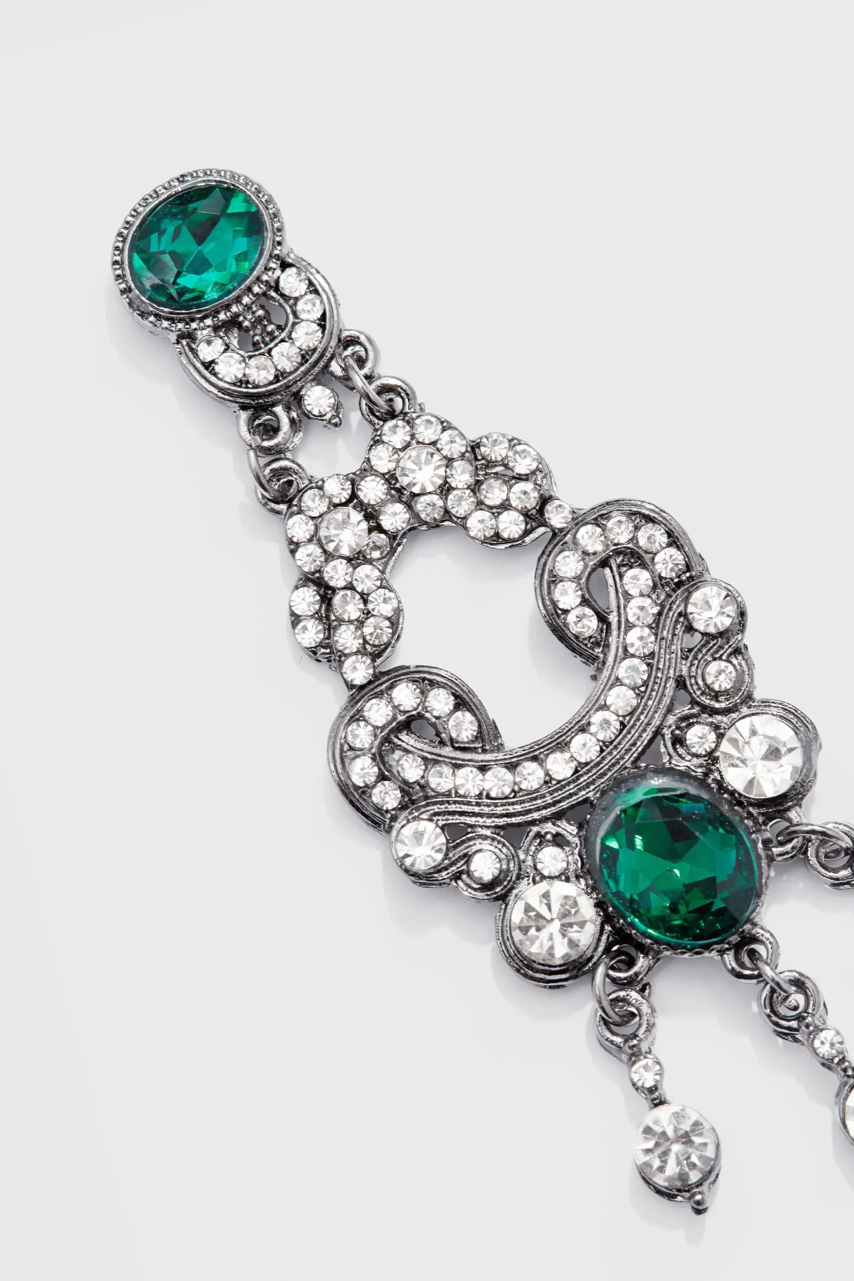 BABEYOND Jewelry|Art Deco Baroque Crystal Dangle Earrings Dark Green