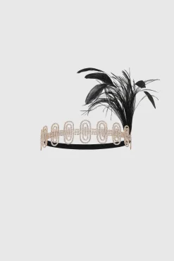 BABEYOND Headpieces & Fascinators|Art Deco Feather Headband Black/Gold