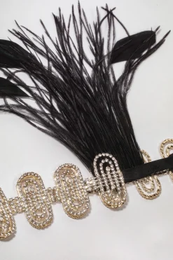 BABEYOND Headpieces & Fascinators|Art Deco Feather Headband Black/Gold