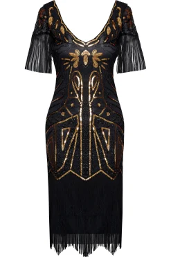 BABEYOND Dresses|Art Deco Paisley Sequin Fringe Dress