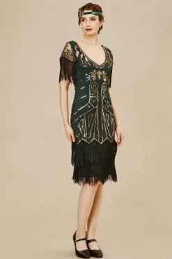 BABEYOND Dresses|Art Deco Paisley Sequin Fringe Dress