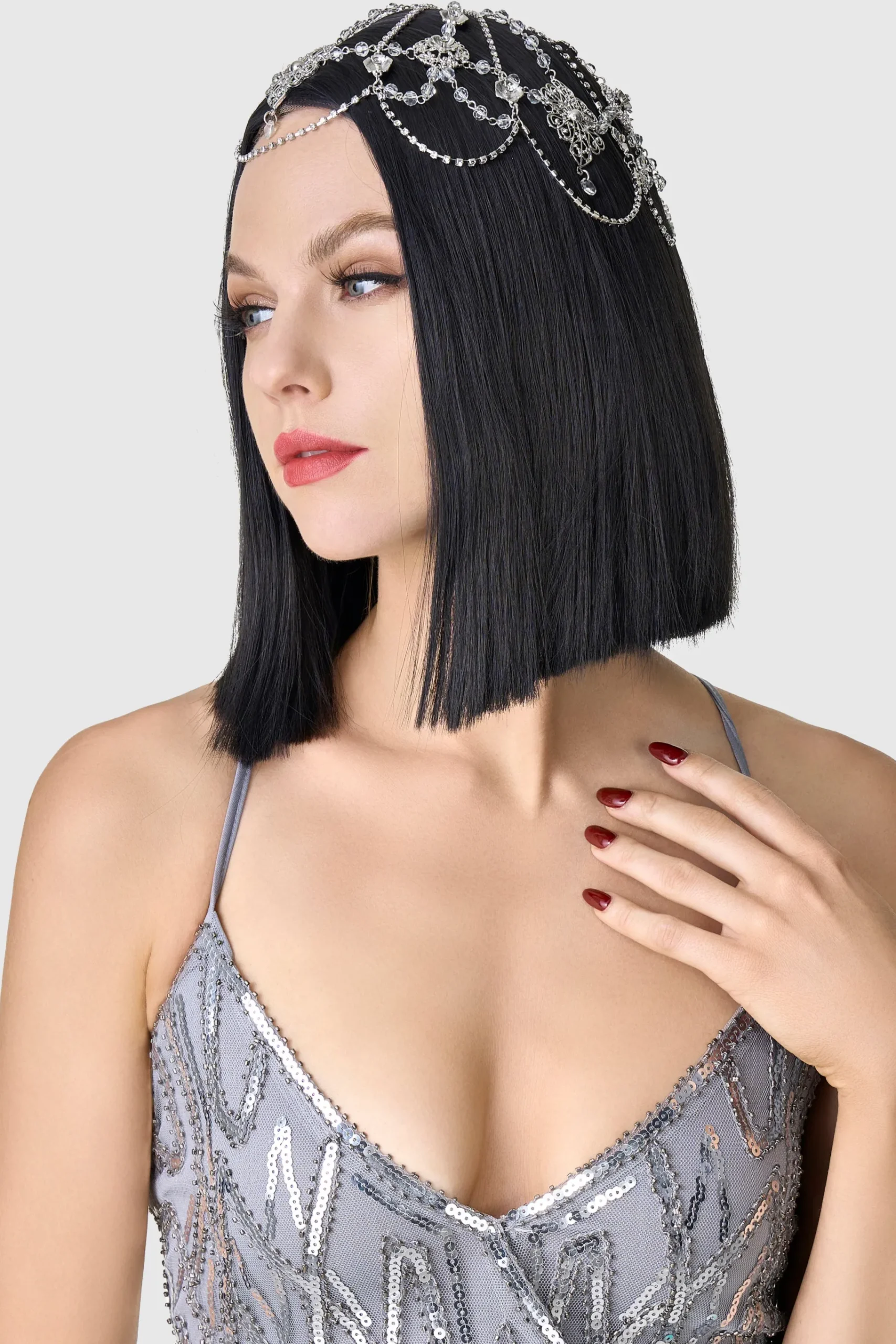 BABEYOND Headpieces & Fascinators|Art Deco Rhinestone Studded Headpiece Silver