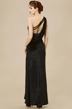 BABEYOND Dresses|Asymmetrical High Slit One Shoulder Dress Black