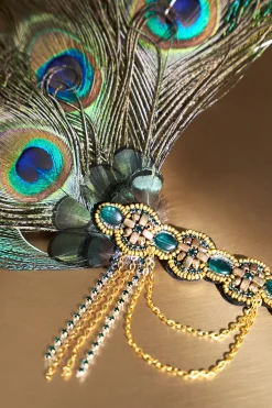 BABEYOND Headpieces & Fascinators|Beaded Peacock Feather Headband Dark Green