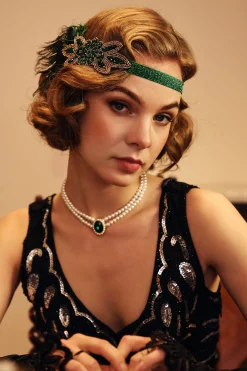 BABEYOND Headpieces & Fascinators|Beaded Peacock Shimmer Headpiece Dark Green