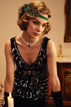 BABEYOND Headpieces & Fascinators|Beaded Peacock Shimmer Headpiece Dark Green