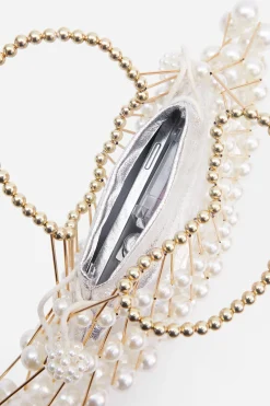 BABEYOND Handbags|Beaded Pearl Scallop Shape Handbag Cream