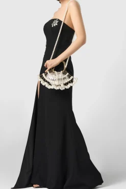 BABEYOND Handbags|Beaded Pearl Scallop Shape Handbag Cream