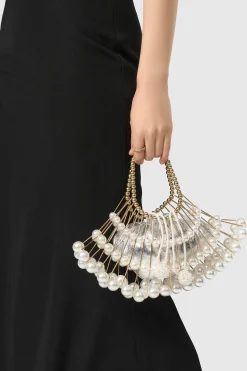 BABEYOND Handbags|Beaded Pearl Scallop Shape Handbag Cream