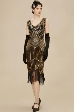 BABEYOND Dresses|Beaded Sequin Fringe Prom Party Dress