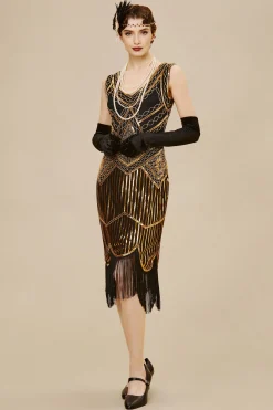 BABEYOND Dresses|Beaded Sequin Fringe Prom Party Dress