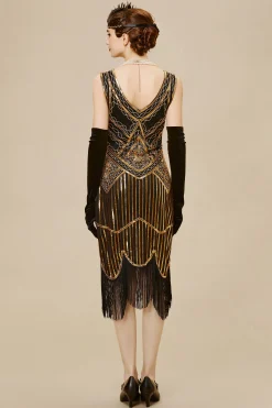 BABEYOND Dresses|Beaded Sequin Fringe Prom Party Dress