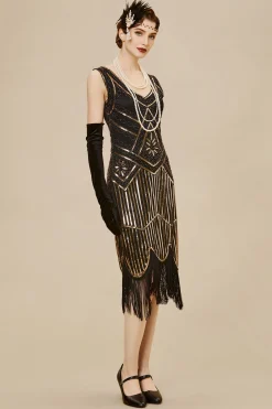 BABEYOND Dresses|Beaded Sequin Fringe Prom Party Dress