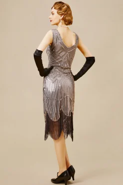 BABEYOND Dresses|Beaded Sequin Fringe Prom Party Dress