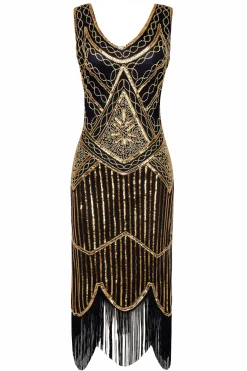 BABEYOND Dresses|Beaded Sequin Fringe Prom Party Dress