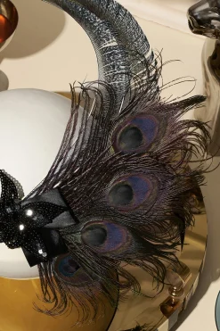 BABEYOND Headpieces & Fascinators|Beaded Sequin Peacock Headdress Black
