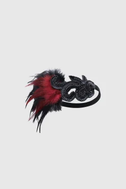BABEYOND Headpieces & Fascinators|Beaded Sequin Shimmer Headpiece Black/Red