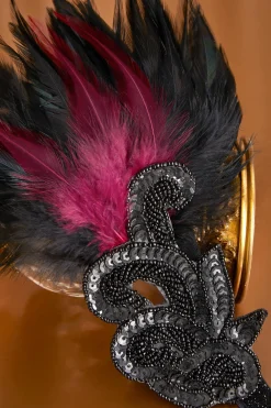 BABEYOND Headpieces & Fascinators|Beaded Sequin Shimmer Headpiece Black/Red