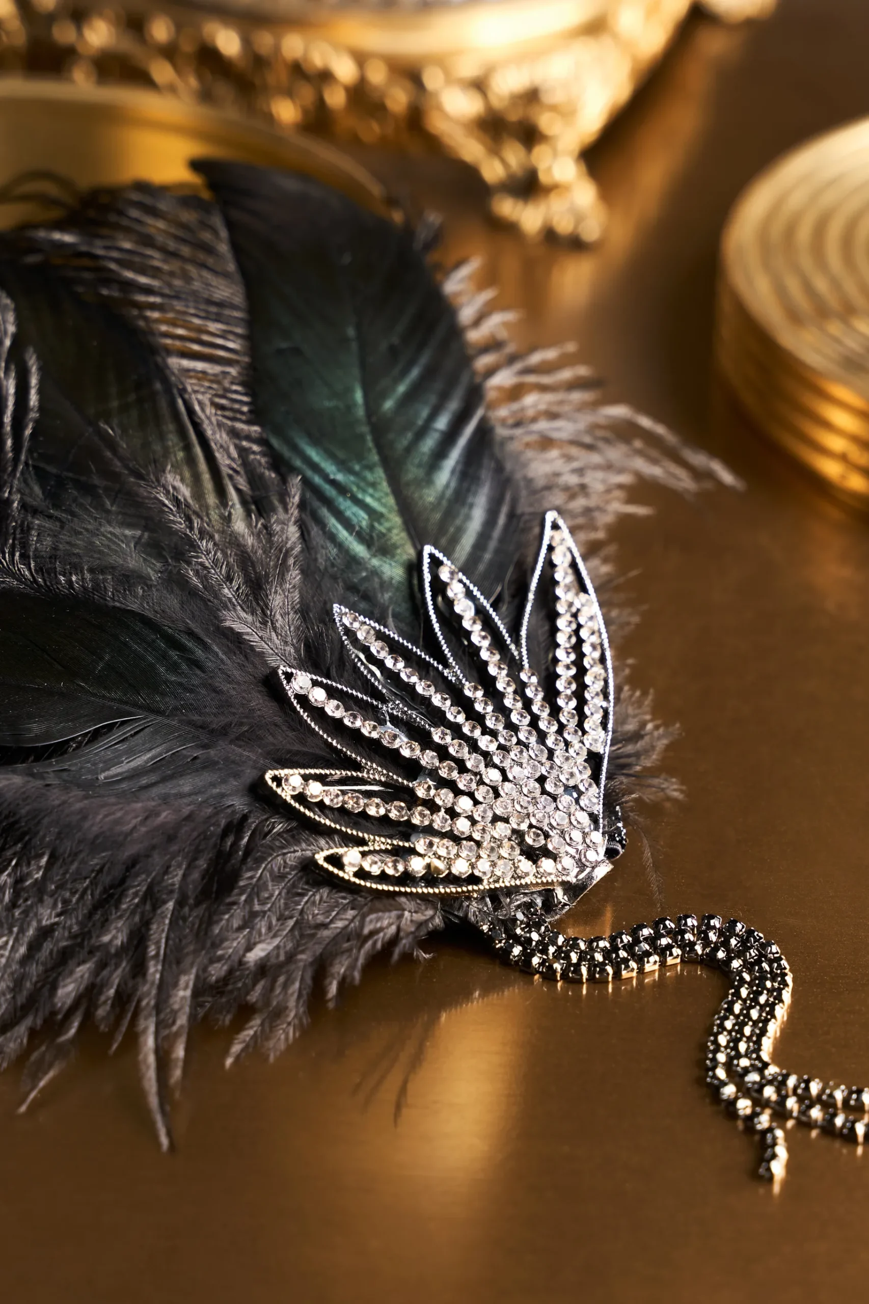 BABEYOND Headpieces & Fascinators|Beaded Tassels Tinted Feather Headband Black