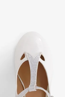 BABEYOND Shoes|Closed Toe T-Strap Rhinestone Pumps