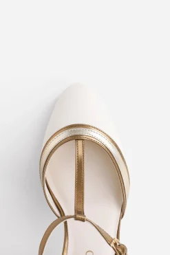 BABEYOND Shoes|Closed Toe T-Strap Two Tone Pumps Rose Gold