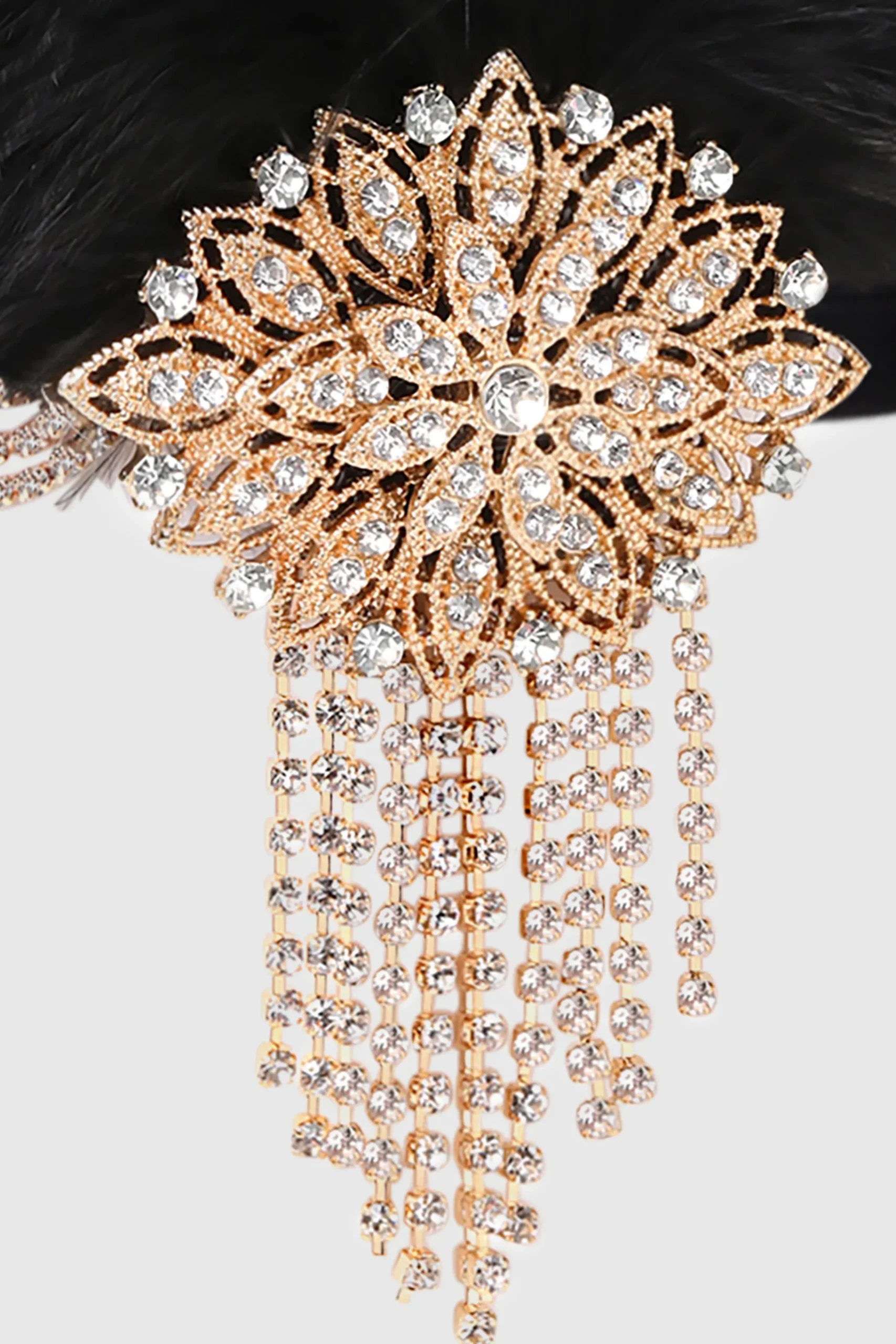 BABEYOND Headpieces & Fascinators|Crystal Studded Ostrich Feather Headpiece
