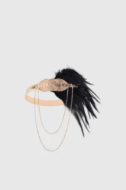 BABEYOND Headpieces & Fascinators|Dangling Chain Ostrich Feather Headband