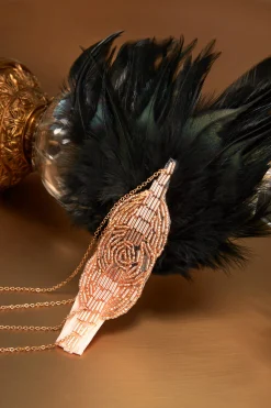 BABEYOND Headpieces & Fascinators|Dangling Chain Ostrich Feather Headband