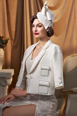 BABEYOND Headpieces & Fascinators|Elegant Bow Knot Feather Pillbox Fascinator