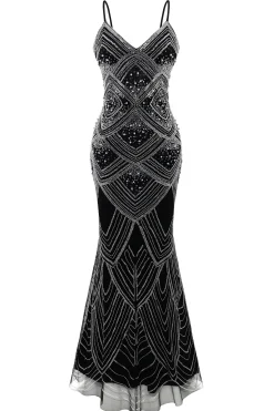 BABEYOND Dresses|Elegant Pearlized Mermaid Evening Dress Black/Silver