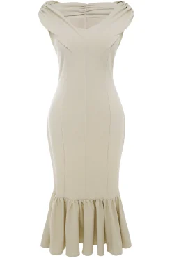 BABEYOND Dresses|Elegant Piled Neck Ruffled Midi Dress