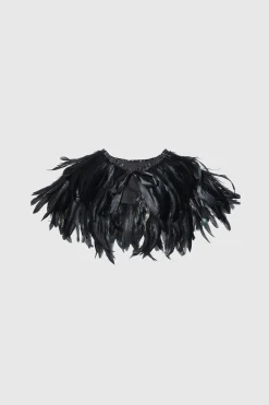 BABEYOND Shawls & Scarves|Elegant 1920S Feather Shrug Wrap Black