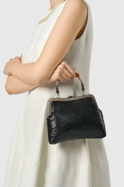 BABEYOND Handbags|Embellished Beaded Metallic Clutch Purse Black