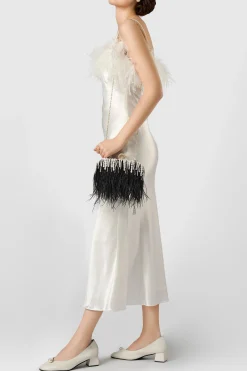 BABEYOND Handbags|Embellished Ostrich Feather Pearl Tassel Clutch