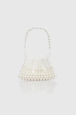 BABEYOND Handbags|Embellished Pearl Beaded Cocktail Party Bag Cream