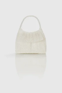 BABEYOND Handbags|Embellished Pearl Flap Evening Shoulder Bag Cream