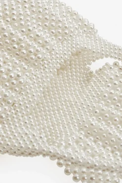 BABEYOND Handbags|Embellished Pearl Flap Evening Shoulder Bag Cream