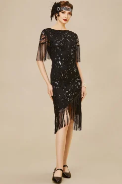 BABEYOND Dresses|Embellished Sequin Fringe Art Deco Dress