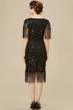 BABEYOND Dresses|Embellished Sequin Fringe Art Deco Dress