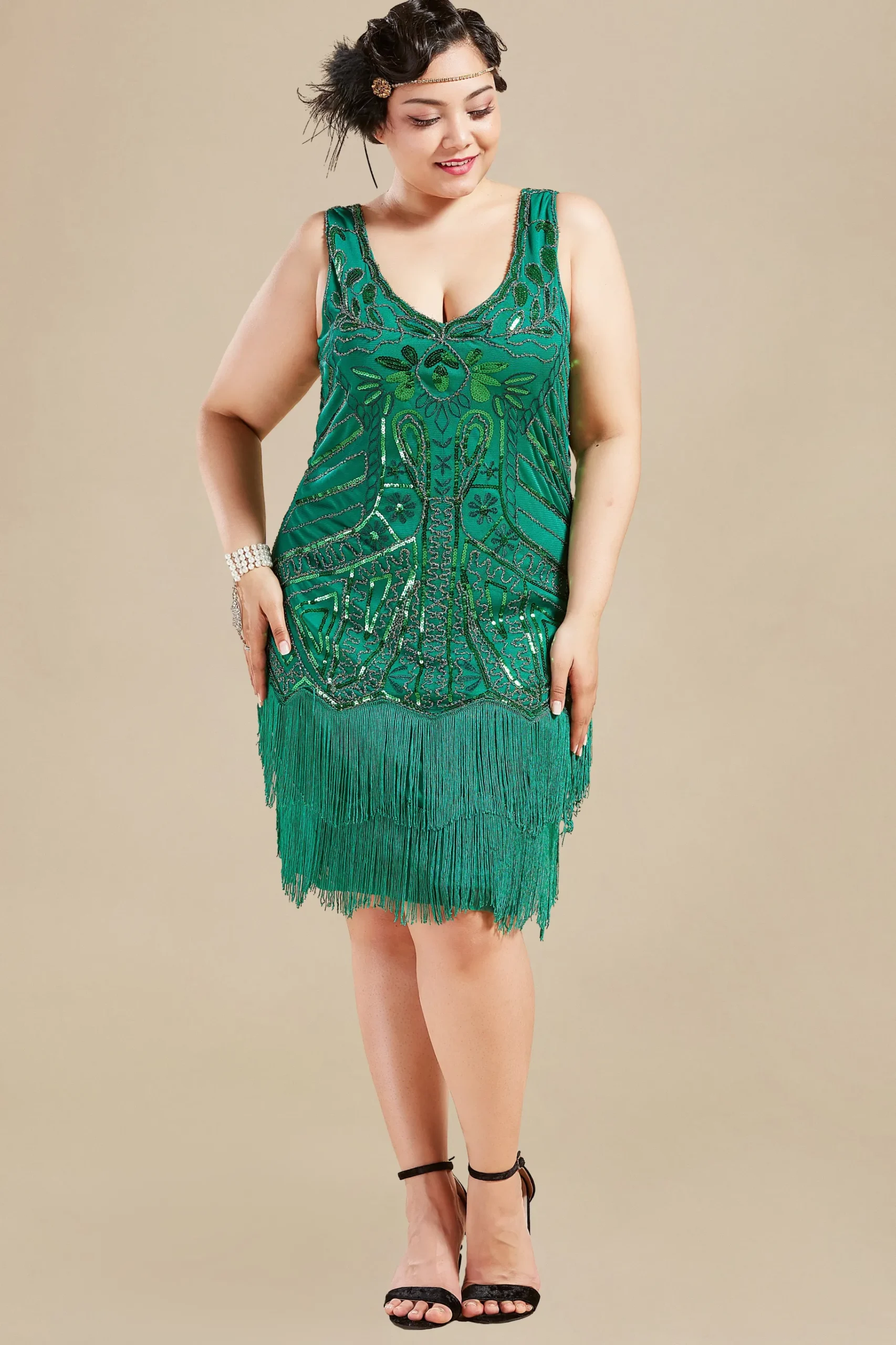 BABEYOND Dresses|Embellished Sequin Prom Party Plus Dress Green