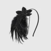 BABEYOND Headpieces & Fascinators|Embroidered Blossom Feather Headband Black