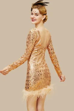 BABEYOND Dresses|Embroidered Sequin Fluffy Mini Dress Champagne