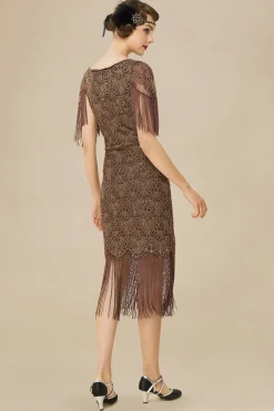 BABEYOND Dresses|Embroidered Tassel Vintage Dress Coffee