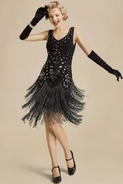BABEYOND Dresses|Embroidery Retro Midi Flapper Dress