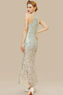 BABEYOND Dresses|Front Cutout Halter Neck Slit Dress Gray